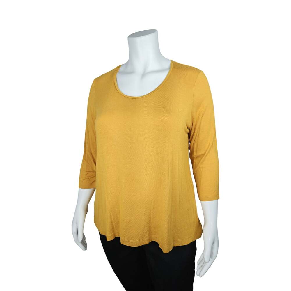 Cato Est 1946 Mustard Yellow 3/4 Sleeve Scoop Neck Top Size 18/20W